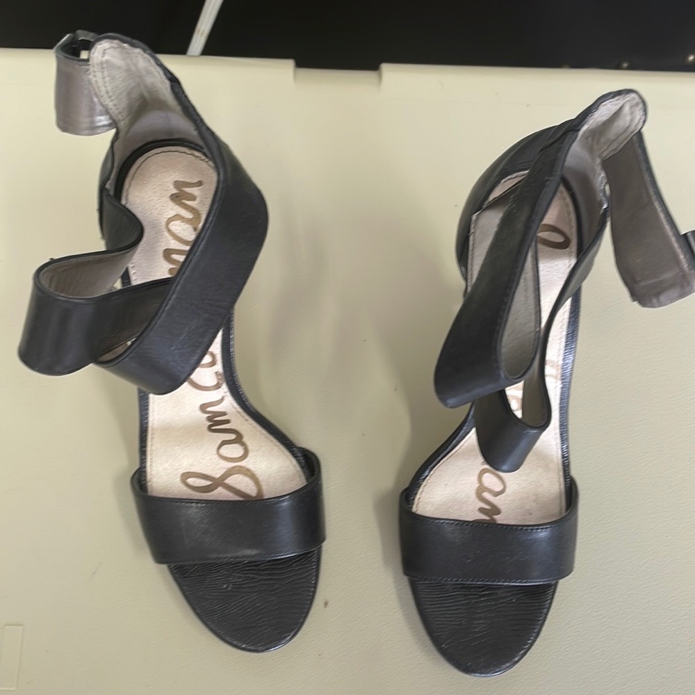 Sam Edelman black ankle strap stilettos